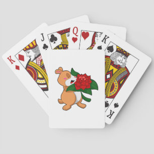 Jeu De Cartes Hamster avec Rose à fleurs