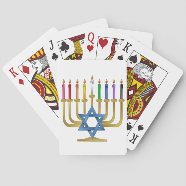Jeu De Cartes Hanoukka Rainbow Candles Gold Menorah (dos)