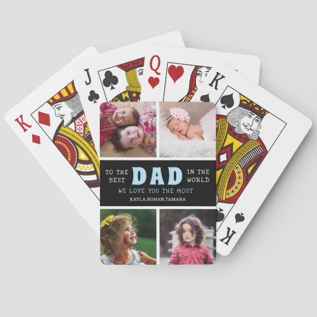 Jeu De Cartes Happy Fête des pères Best Dad 4 Photo Collage (dos)
