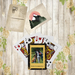 Jeu De Cartes Happy Fête des pères Gold Leafy Black Swirls Photo