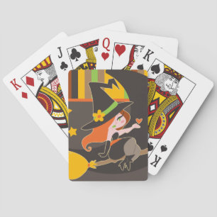 Jeu De Cartes "Happy Halloween" Cute Red Haired Witch