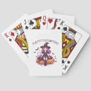 Jeu De Cartes Happy Halloween violet sorcière Citrouilles et cha
