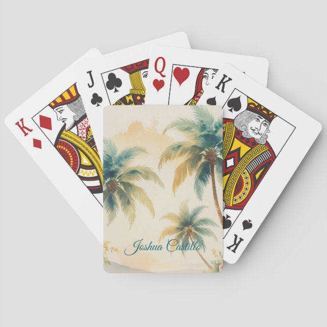 Jeu De Cartes Hawaii Palms Calligraphy Simple Professional Name (dos)