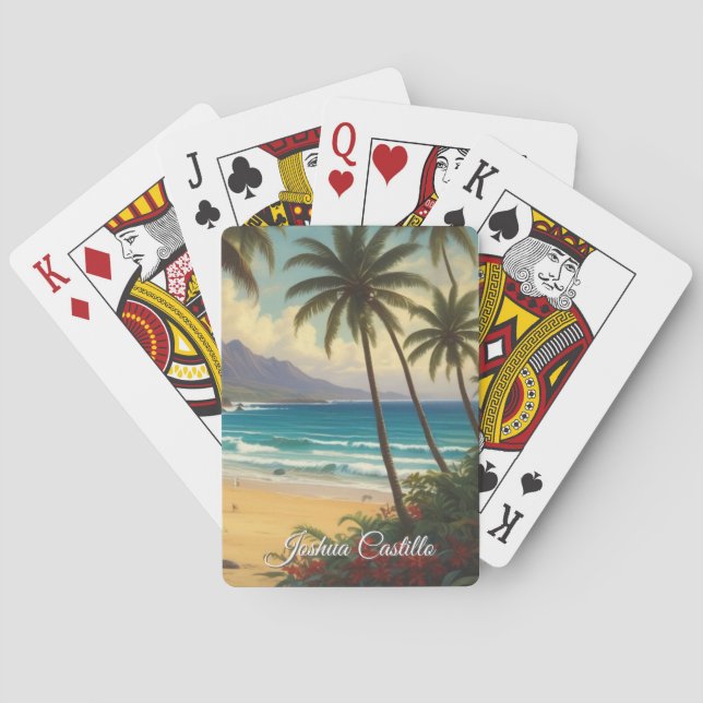Jeu De Cartes Hawaii Sunset Calligraphy Simple Professional Name (dos)