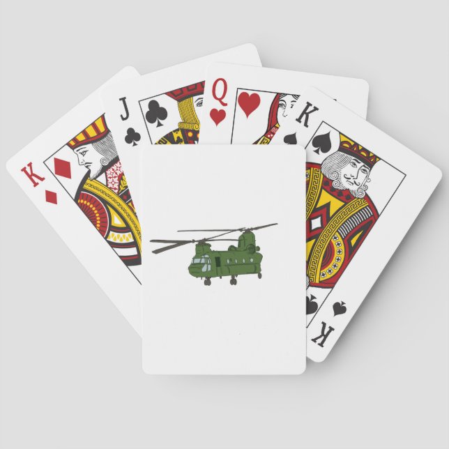 Jeu De Cartes Hélicoptère militaire CH-47 Chinook vert (dos)