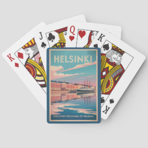 Jeu De Cartes Helsinki Finland Front de Mer Voyage Art Vintage
