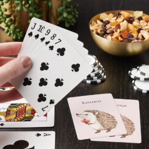 Jeu De Cartes Hérisson des Coeurs rouges roses