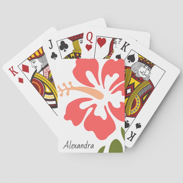 Jeu De Cartes Hibiscus rose Personnalisé (dos)