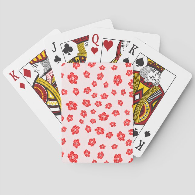 Jeu De Cartes Hibiscus rouge floral (dos)
