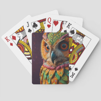 Jeu De Cartes highly detailed owl with psychedelic patterns