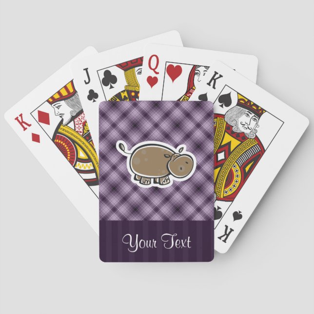 Jeu De Cartes Hippo mignon ; Violet (dos)