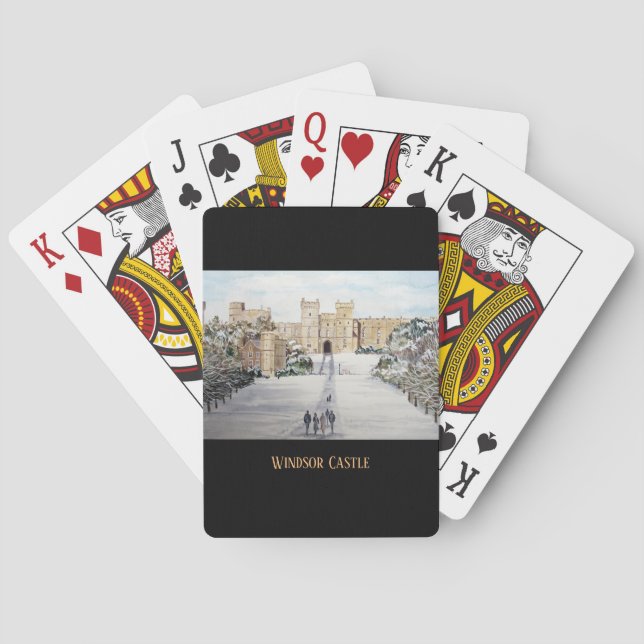 Jeu De Cartes Hiver à Windsor Castle Paysage Peinture (dos)