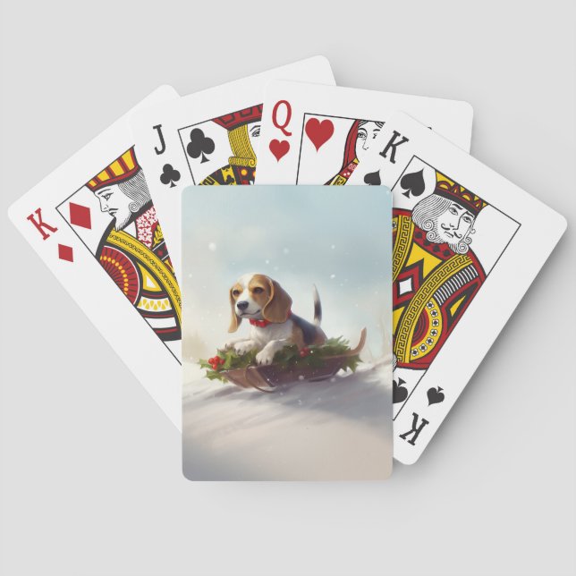 Jeu De Cartes hiver de neige de Noël beagle (dos)