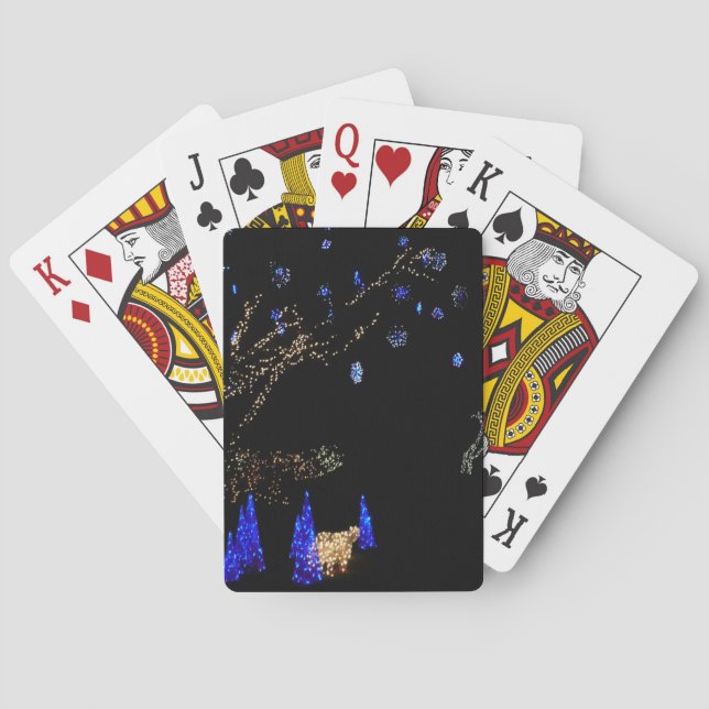 Jeu De Cartes Hiver Wonderland Lumières Bleu et blanc Vacances (dos)