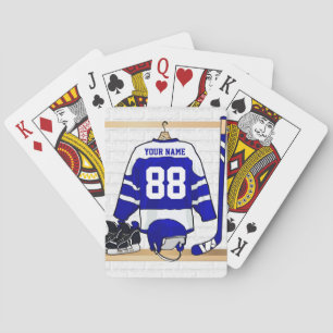 Jeu De Cartes Hockey sur glace bleu et blanc personnalisé Jersey