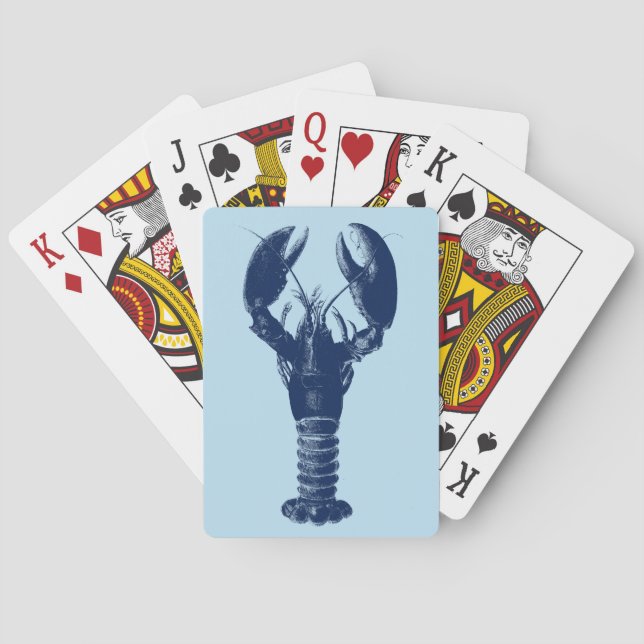 Jeu De Cartes Homard bleu marine sur bleu clair   (dos)