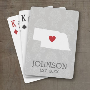 Jeu De Cartes Home State Map Art - Nom personnalisé Nebraska