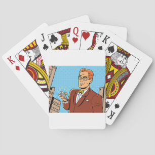 Jeu De Cartes Homme de style BD regardant un téléphone portable