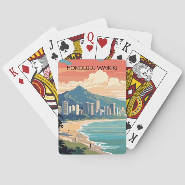 Jeu De Cartes Honolulu Waikiki Beach Hawaii Panorama (dos)