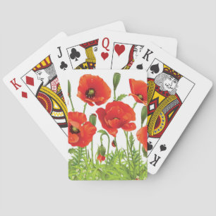 Jeu De Cartes Horizontal border with red poppy