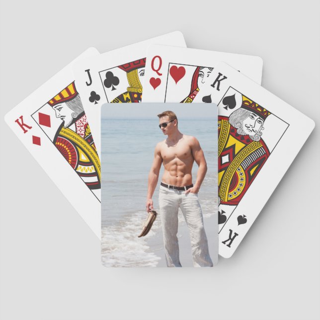 Jeu De Cartes Hot Guy Bare Poitrine Musical Abs Beach Shirless P (dos)