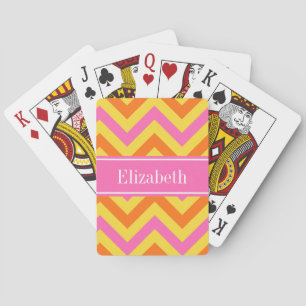 Jeu De Cartes HotPink Ananas Citrouille LG Chevron Nom Monogramm