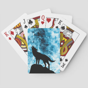 Jeu De Cartes Howling Wolf Hiver neige bleue fumée Abstraite