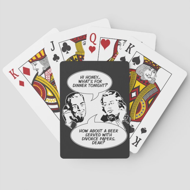 Jeu De Cartes Humour féministe rétro jouant aux cartes (dos)