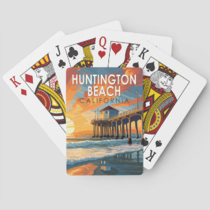 Jeu De Cartes Huntington Beach California Travel Art Vintage