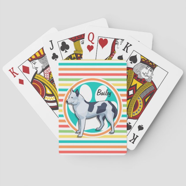 Jeu De Cartes Husky ; Rayures Arc-En-Ciel Lumineuses (dos)