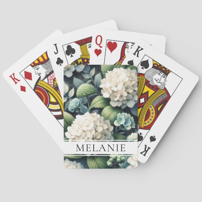 Jeu De Cartes Hydrangée blanche Nom personnalisé de la plante (dos)