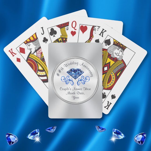 Jeu De Cartes Idées pour le 45ème anniversaire de mariage Faveur (Personalise Inexpensive 45th anniversary gifts. 45th anniversary party favors. Sapphire party favor.)