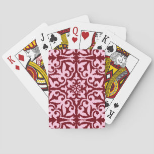 Jeu De Cartes Ikat damask pattern - Bourgogne et rose