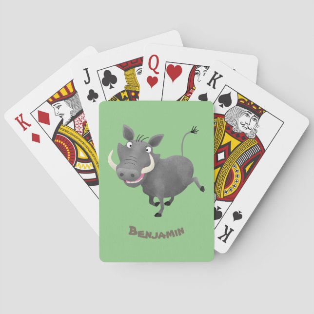 Jeu De Cartes Illustration amusante d'un cochon de phacochère af (dos)