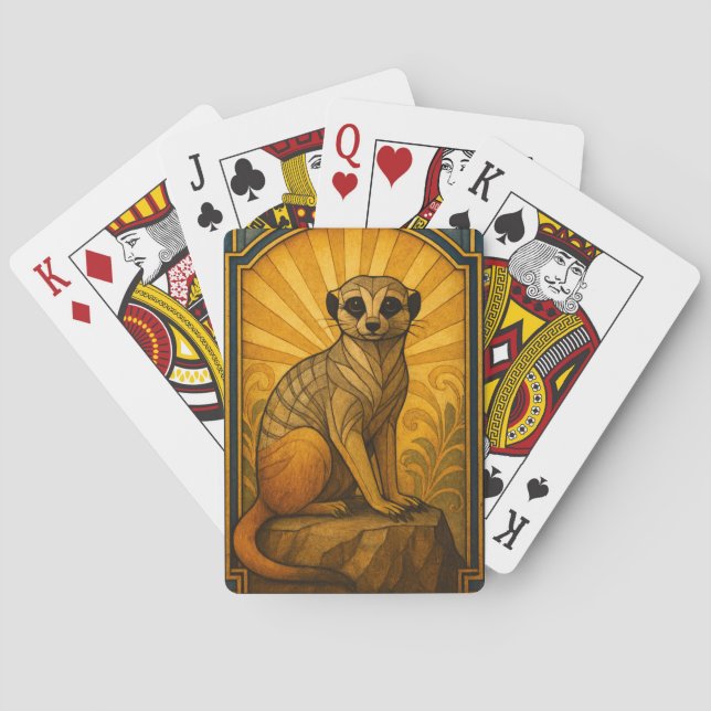 Jeu De Cartes Illustration Art Déco Meerkat (dos)