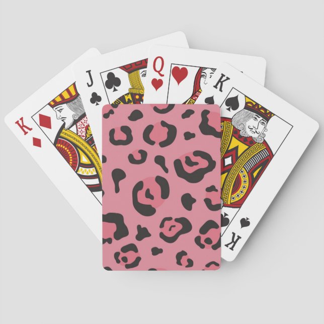 Jeu De Cartes Illustration d'animal de rose de léopard (dos)
