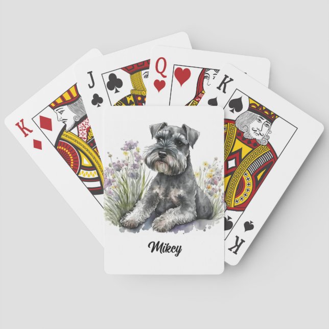 Jeu De Cartes Illustration de chien mignon - Schnauzer - (dos)