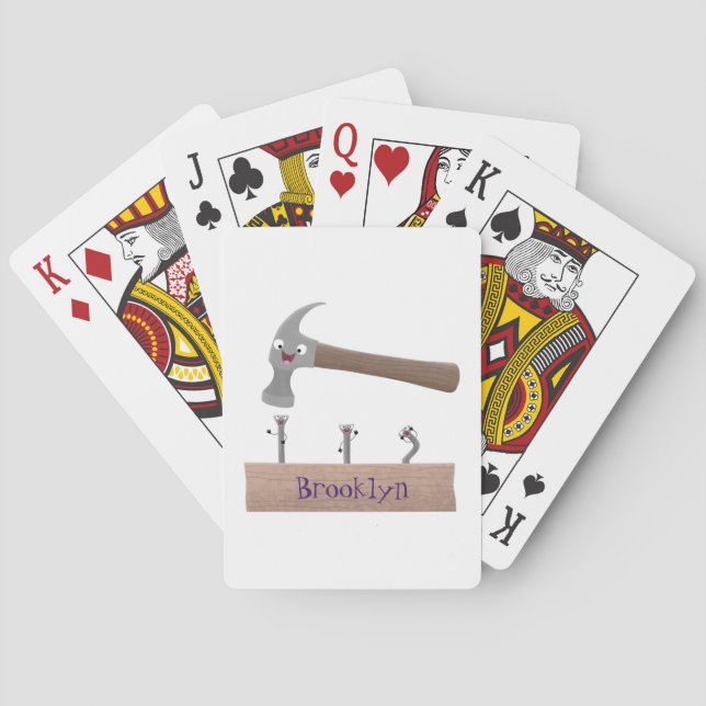 Jeu De Cartes Illustration de dessin mignon, marteau et ongles (dos)