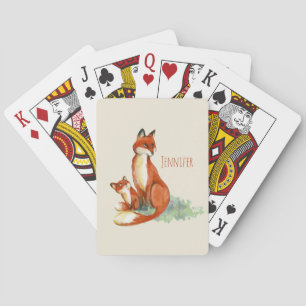 Jeu De Cartes Illustration de l'aquarelle Momma Fox et Baby