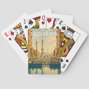 Jeu De Cartes Illustration de l'Arabie saoudite Voyage Art Vinta
