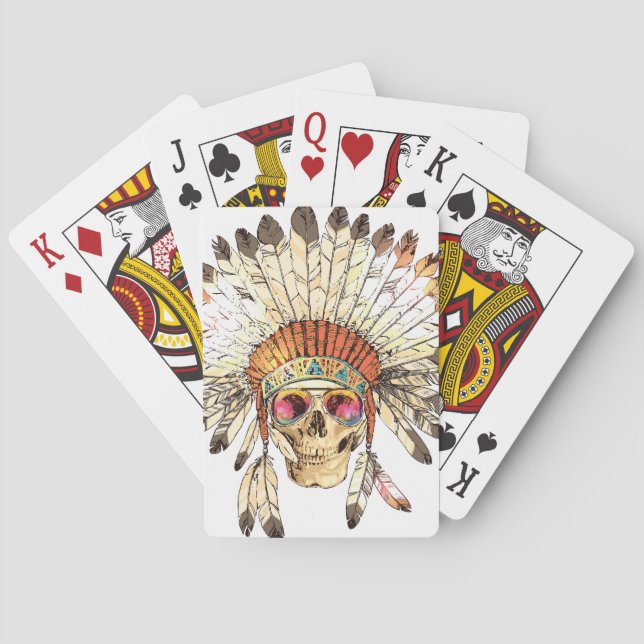 Jeu De Cartes Illustration de mode crâne amérindien (dos)
