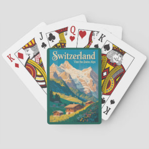 Jeu De Cartes Illustration de paysage suisse Art de voyage