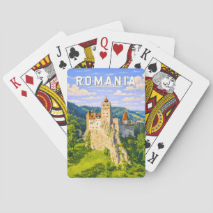 Jeu De Cartes Illustration de voyage en Roumanie Art vintage