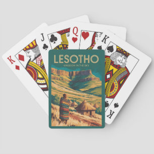 Jeu De Cartes Illustration de voyage rétro de Lesotho Drakensber