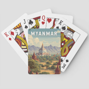 Jeu De Cartes Illustration de voyage vintage Myanmar