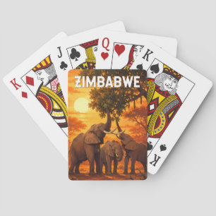 Jeu De Cartes Illustration de voyage vintage sur le Zimbabwe
