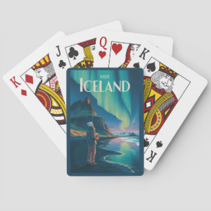 Jeu De Cartes Illustration des aurores boréales d'Islande Art de