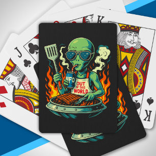 Jeu De Cartes Illustration drôle de barbecue d'extraterrestre ré