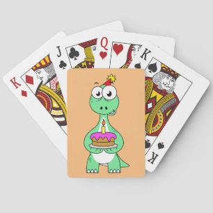 Jeu De Cartes Illustration Du Brontosaurus Avec Gâteau D'Anniver