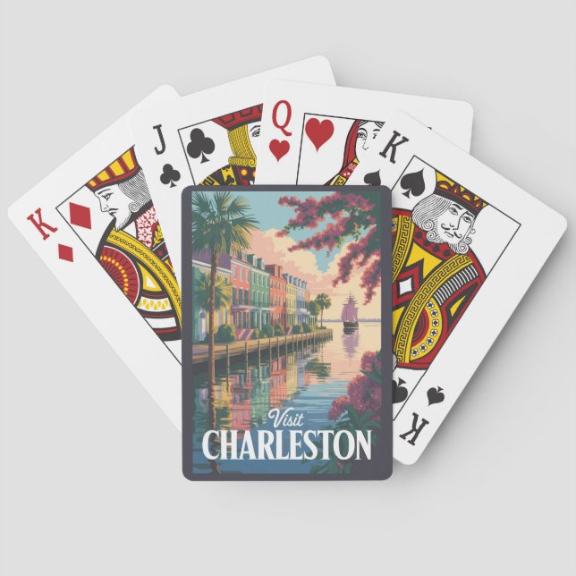 Jeu De Cartes Illustration du front de mer de Charleston en Caro (dos)